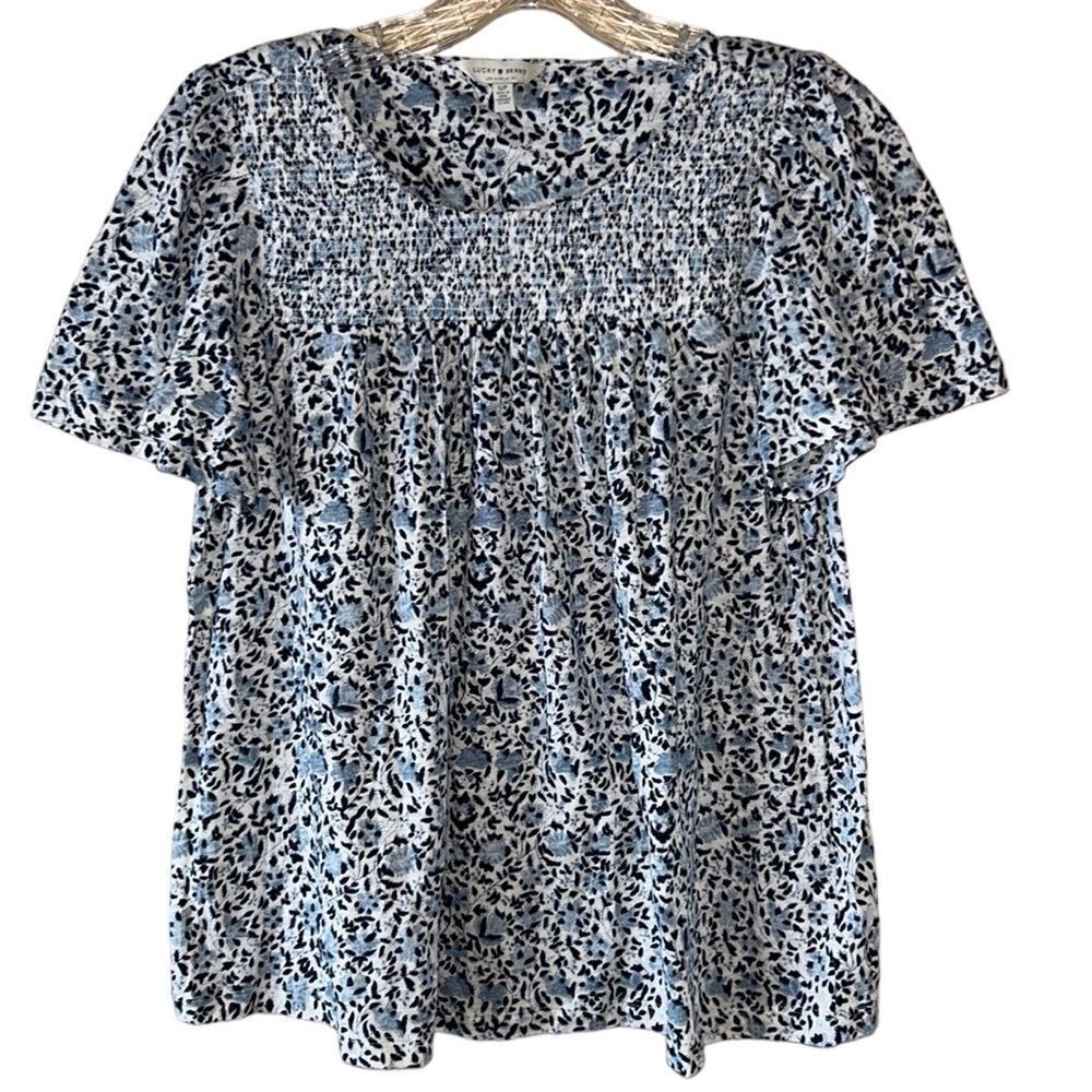 NEW Lucky Brand Blue And White Floral Shirt